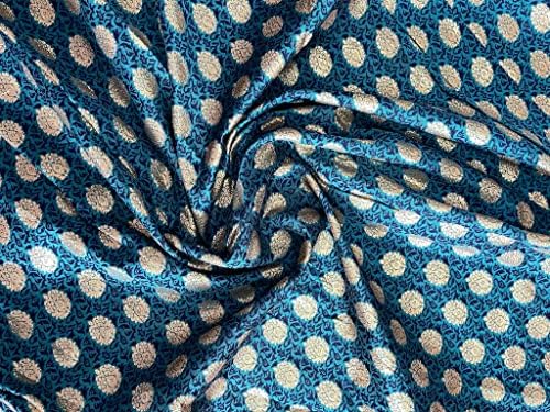 Опаковка от поли-жаккардовой тъкан DESIGN CART Peacock Blue с флорални мотиви Ширина 10 метра 46 инча-116 см за декоративно и приложно изкуство,