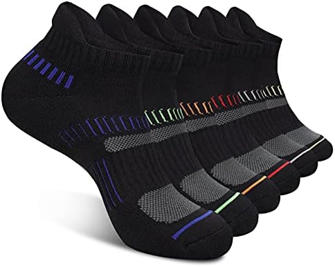 Cooplus Мъжки Памучни Спортни Чорапи до Глезена от Продуктивната Амортизация, Дишаща Чорап с ниско деколте и супинатором (6 двойки)