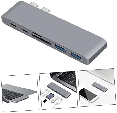 SOLUSTRE 8 бр. Зарядно устройство за разширяване на 6 Typec USB адаптер За компютър, USB-хъб за лаптоп USB-хъб за пренос на данни,