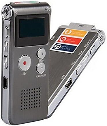 8GB USB VOR Акумулаторна Цифров Аудио Рекордер 650Hr Диктофон MP3-Плейър Сребристо-Сив