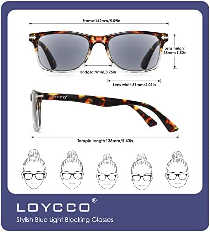 Loycco 5 опаковки Очила за четене За жени и мъже, блокиране на синя светлина, пружинни панти за четене (Пдк комбинация от 5 опаковки (синьо
