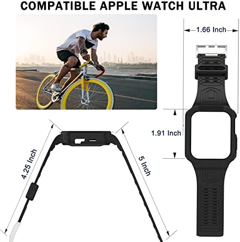 NINKI е Съвместим с Кристално Чисти джапанки Apple Watch Ultra Band 49 мм корпус-броня, Силиконово желе, Водоустойчиви Спортни