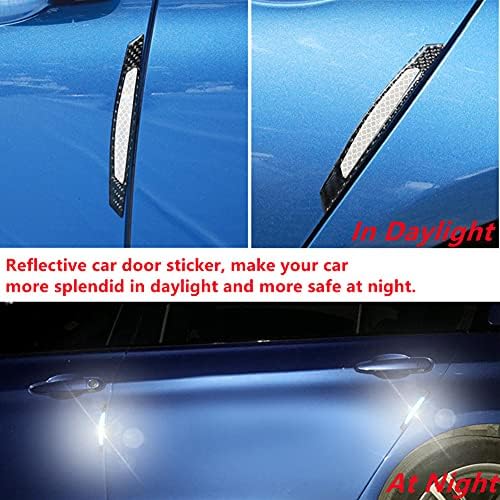 BoYeeBo Универсален 4 бр. Светлоотразителни Стикери За Защита на Ръбовете на Вратата на Колата е От Въглеродни Влакна, Защитен Стикер