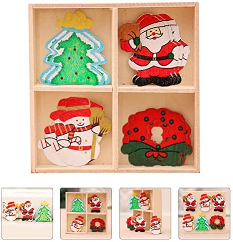 ABOOFAN 20pcs Коледни Дървени Цветни Парчета САМ Дървени Трески, Дървени Бижута (Различни цветове) За партита