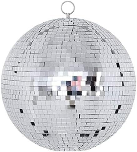 20-Цолови Големи Бижута за диско-топки, Сребърен Въртящ се Стъклен Огледално Кълбо 70-те 80-те 90-те Години с Висящ Пръстен, за бар, диджейского