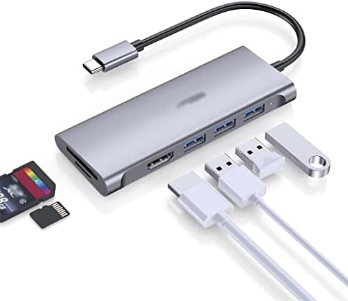 LHLLHL C USB ХЪБ Type C 4K Адаптер Multi USB 3.0 ХЪБ Зарядно устройство за четене на карти памет за Pro Air USB-C ХЪБ Dock (Цвят: бяло-плодов