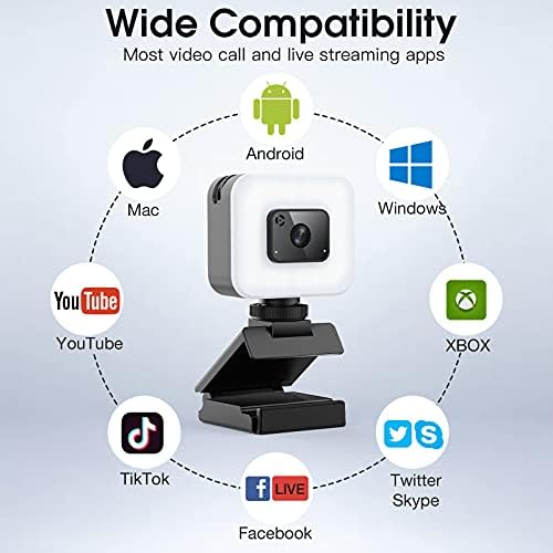 Уеб камера FDKOBE Full HD 1080P с подсветка, уеб-камера с микрофон за персонален КОМПЮТЪР/лаптоп и статив, Автофокус камера за видео