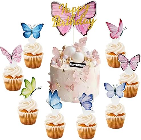9 Броя Декорации За Торта с Пеперуди, Детски Душ, Аксесоари за Сватба, Рожден Ден