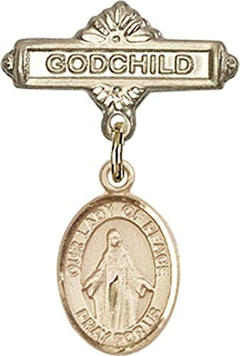 Детски икона Jewels Мания за талисман на Дева мария света и игла за икона Кръщелница | Детски иконата със златен пълнеж с Талисман