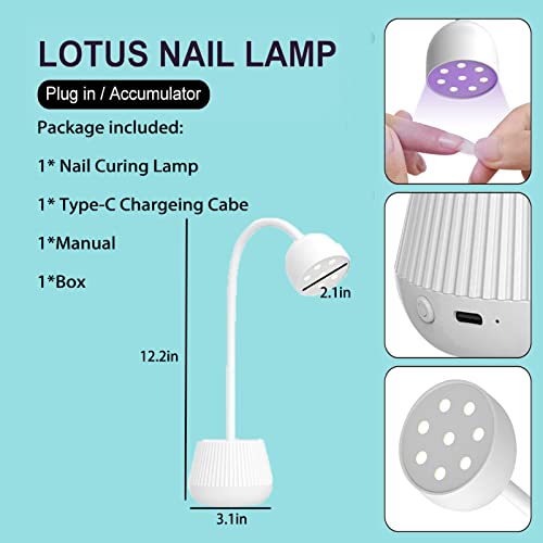 Led UV-Лампа за нокти BUCICE Mini Lotus с led Подсветка, Въртяща се на 360 °, с възможност за Микрофона, Въртяща се Сушилня