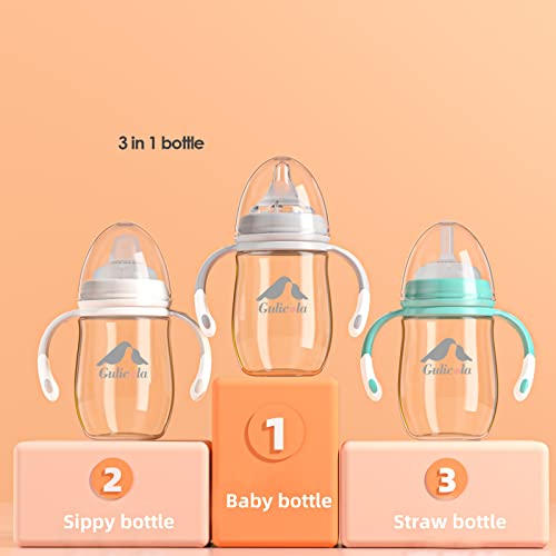 Детска бутилка Gulicola 3 в 1 PPSU, Преходна Чаша за мляко, Слама Чаша с дръжка във формата На гърдата, Срещу колики, Без BPA, 7 грама,