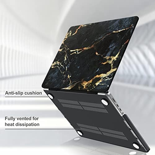Калъф за MacBook Pro 16 инча 2023 2021 2022 (M2 A2780/ M1 A2485) сензорен ID, Твърд Калъф с клавиатура за MacBook Pro 16 -Blackmarble