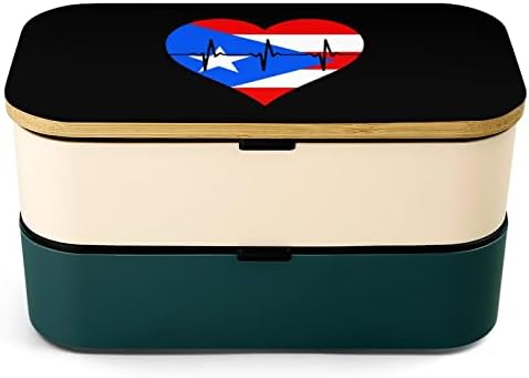 Любовта Пуерто Рико Сърцебиене Двуслойни Bento Обяд-Бокс с Набор от ястия Штабелируемый Контейнер за Обяд Включва 2 Контейнера