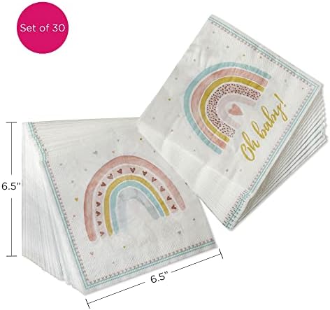 2-слойна хартиени салфетки Kate Aspen Boho Rainbow Baby (комплект от 30 парчета), Плътни Декоративни салфетки за хранене - са идеални