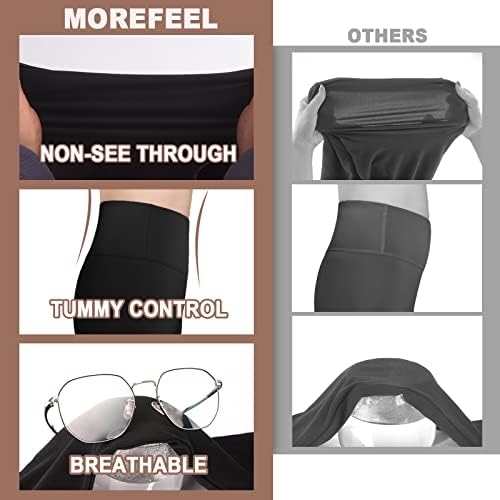 MOREFEEL 3 Опаковки Мазни меки Байкерских шорти за жени - 5 /8 е С Висока Талия, Контрол на корема, Спортни къси Панталони за Йога,