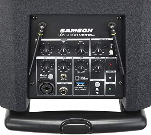 Преносима система високоговорители Samson Expedition XP310w 12 с мощност 300 W, работещи на батерии с wi-fi Джоба микрофон и Bluetooth
