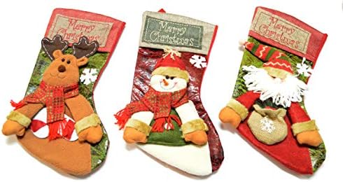 Киселите Тактически Коледни чорапи, 18 инча, Комплект от 3 класически елен от зебло Germain, снежни човеци Santa