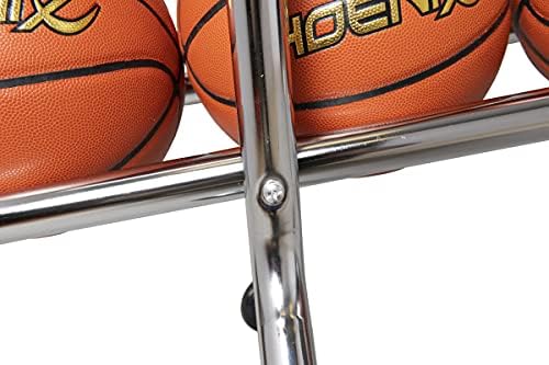Баскетболна стойка на колела от тежка рамка от стомана CHAMPRO Брутална, Обемът на 15 Топки, Хром
