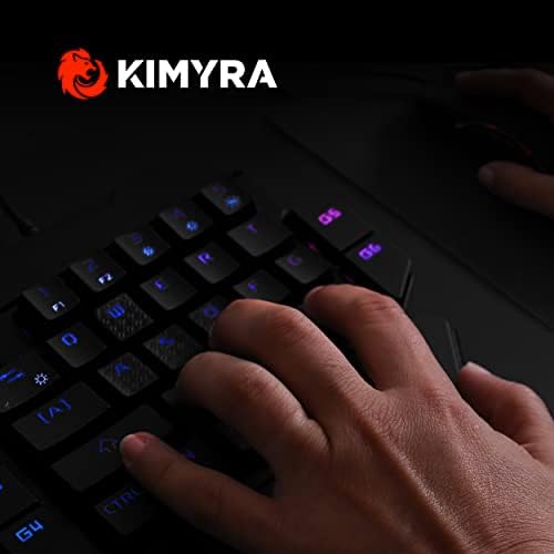 Ръчна детска клавиатура KIMYRA за една ръка с подсветка на задния панел, RBG, Жичен, Ергономичен дизайн, поставка за китките в комплект USB