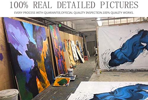 Живопис с маслени бои на Платно - Ръчно Рисувани Абстрактни Сини Цветя Художествена Живопис с маслени Бои Върху Платно Голям Размер