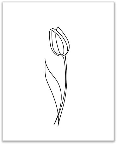 Минималистичные щампи с цветя - Комплект от 6 (8x10 инча) Гланцирана Цветна Ботаническа декорация за стени с Постоянна Оформяне