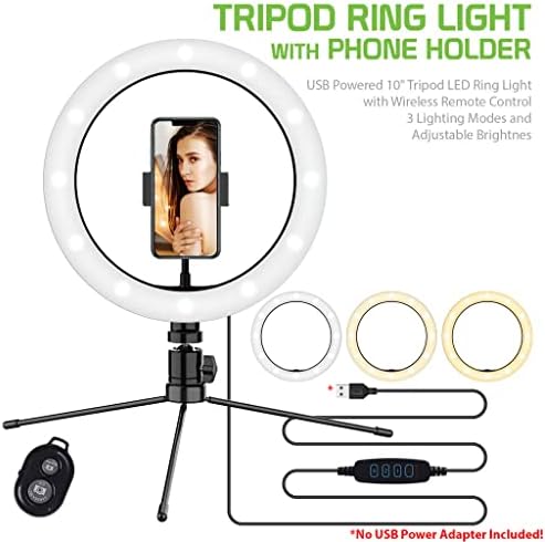 Светъл пръстен за селфи с трикольор подсветка, което е съвместимо с вашето устройство Micromax A109 10 инча, с дистанционно управление