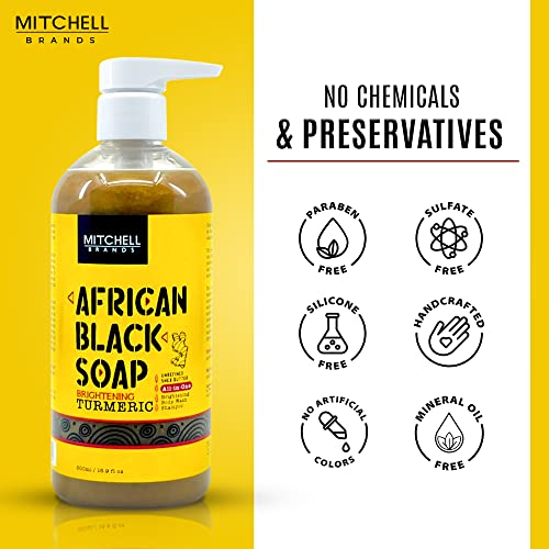 Mitchell Brands Африкански Течно Черно сапун с Куркума на прах 500 мл