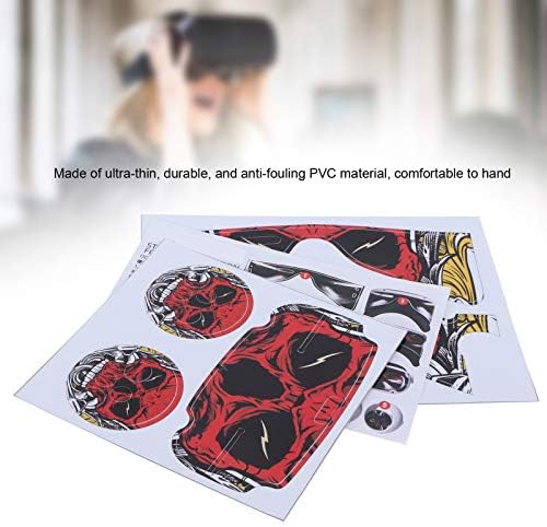Mxzzand PVC VR Очила Контролер, Слушалки Защитни Етикети Кожен Калъф и Комплект за Oculus Quest 2 (Огнен Скелет)
