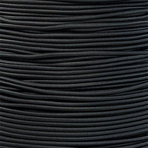 Ударни кабел 1/8 инча (известен също като бънджи кабел) за замяна, ремонт и употреба на открито (50 фута, черен)