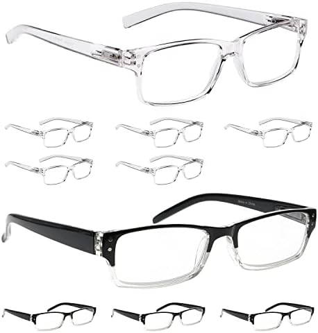 LUR 6 опаковки, прозрачни очила за четене + 4 опаковки черни прозрачни очила за четене (общо 10 двойки ридеров + 1,25)