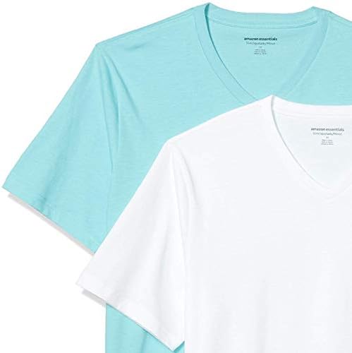Мъжки приталенная тениска Essentials с къс ръкав и V-Образно деколте и джоб, опаковка от 2 броя