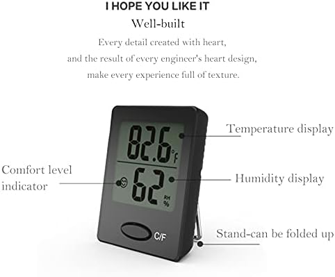 Термометър-Влагомер SagaSave за помещения, Точен Мини-Сензор за влажност и температура, с Голям LCD дисплей за Детска стая, Всекидневна,