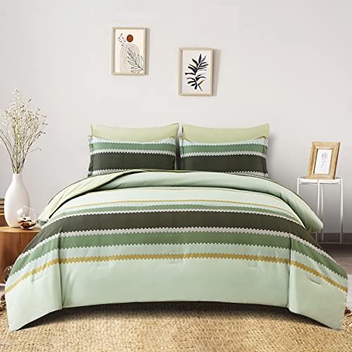 Шарени одеяла MMCLL размер Queen-Size, Зелена легло в леглото от 7 теми, Леки Комплекти, Одеяла с чаршафи и възглавници, Комплект спално