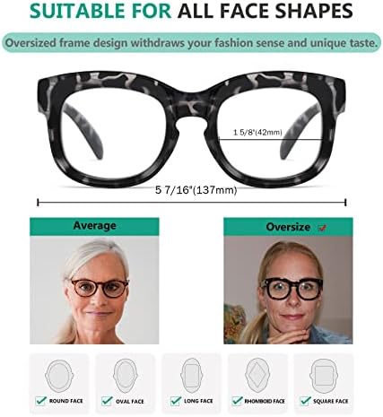 Eyekepper Очила с големи рамки за жените за четене - Големи очила за четене, черни + 0,50