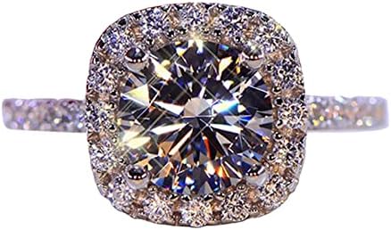 2023 Елегантен пръстен с пълна диамантен пръстен за жени, годежен пръстен, бижута, подаръци, стръмни украса за тийнейджъри (сребро, 10)