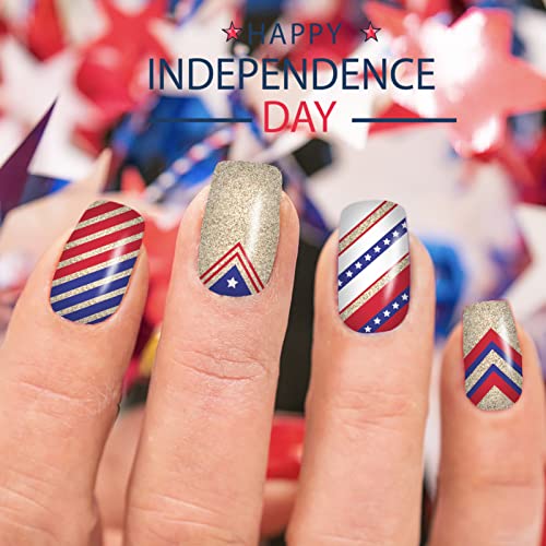 12 Листа Стикери за Увиване на ноктите на 4 юли, Ленти на Лака за нокти, Ден на Независимостта, Ден на памет, Самостоятелно