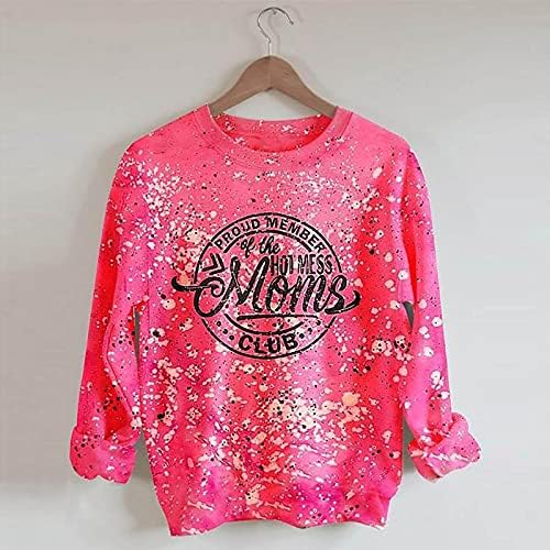Леки пуловери с принтом Тай-боя ризи за жени, блузи с цветен блок, върховете на свободния намаляване, ежедневни блузи розов цвят