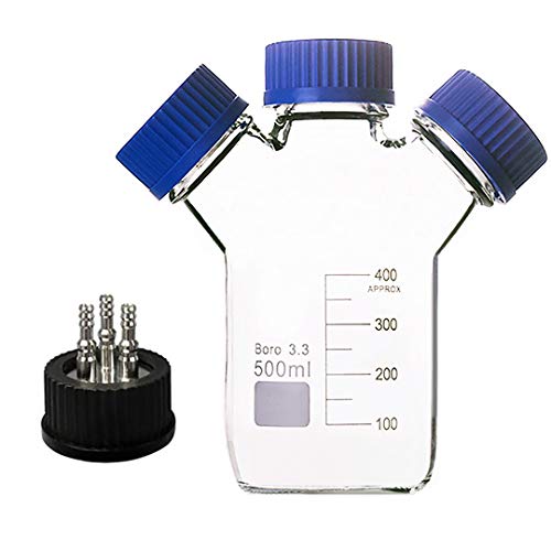 DONLAB MBF-20L3 Кръгла бутилка за реактиви от borosilicate стъкло с 3 главата, с 3-Автоматизиран капак SUS 316 M GL45