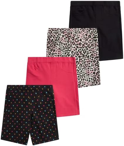Спортни къси панталони VIGOSS за момичета - 4 комплекта велосипедни шорти за момичета - Детски къси панталони-бермуди от леко Еластичен памук