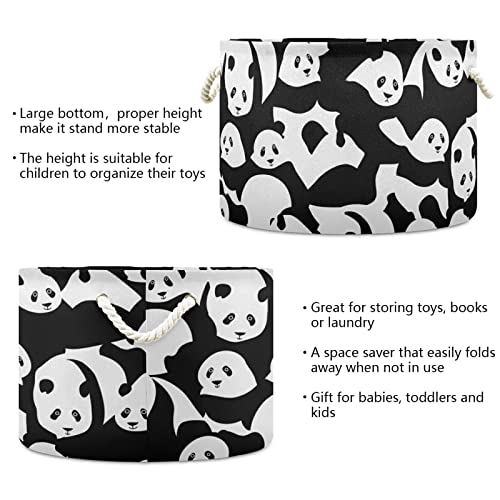 ALAZA Panda Черно-Бяла Кошница За съхранение на Кошници с Подаръци Голяма Сгъваема Кошница за дрехи с дръжка, 20x20x14 инча