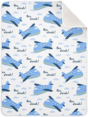Пеленальное одеяло Plane Blue Hey Clouds Памучно Одеало за Бебета, Като Юрган, Леко Меко Пеленальное одеало за детско креватче,