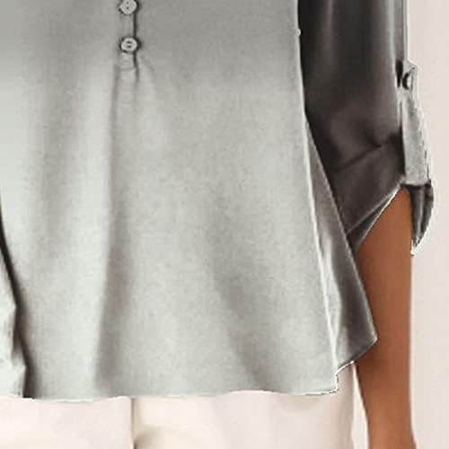 DGKaxiyaHM Дамска Блуза, с наклон на Копчета и V-образно деколте, Свободно Намаляване, Пуловер с цветни Блокчета, тениски с Дълъг