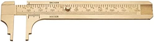 Штангенциркуль OMEX Ретро с нониусом, Мини Месинг Джобен штангенциркуль с плъзгаща репродукцией, Метална двойна скала за измерване на скъпоценни