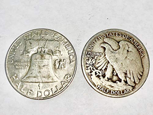 2 Вноска от Сребърни монети в полдоллара, ретро набор от Съединените Щати. Набор от монети Бен Франклин и Ходячая Свобода В Полдоллара,
